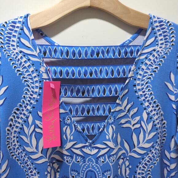 Lilly Pulitzer Ophelia Swing Dress Women's XS Have It Both Rays 3/4 Sleeve Blue - Picture 4 of 8